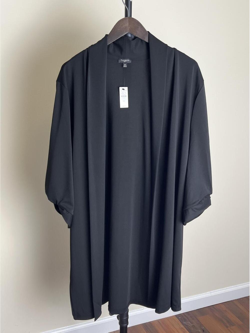 Talbots Plus 3X Black Open Front Cardigan NWT Classic Lightweight Layering Piece